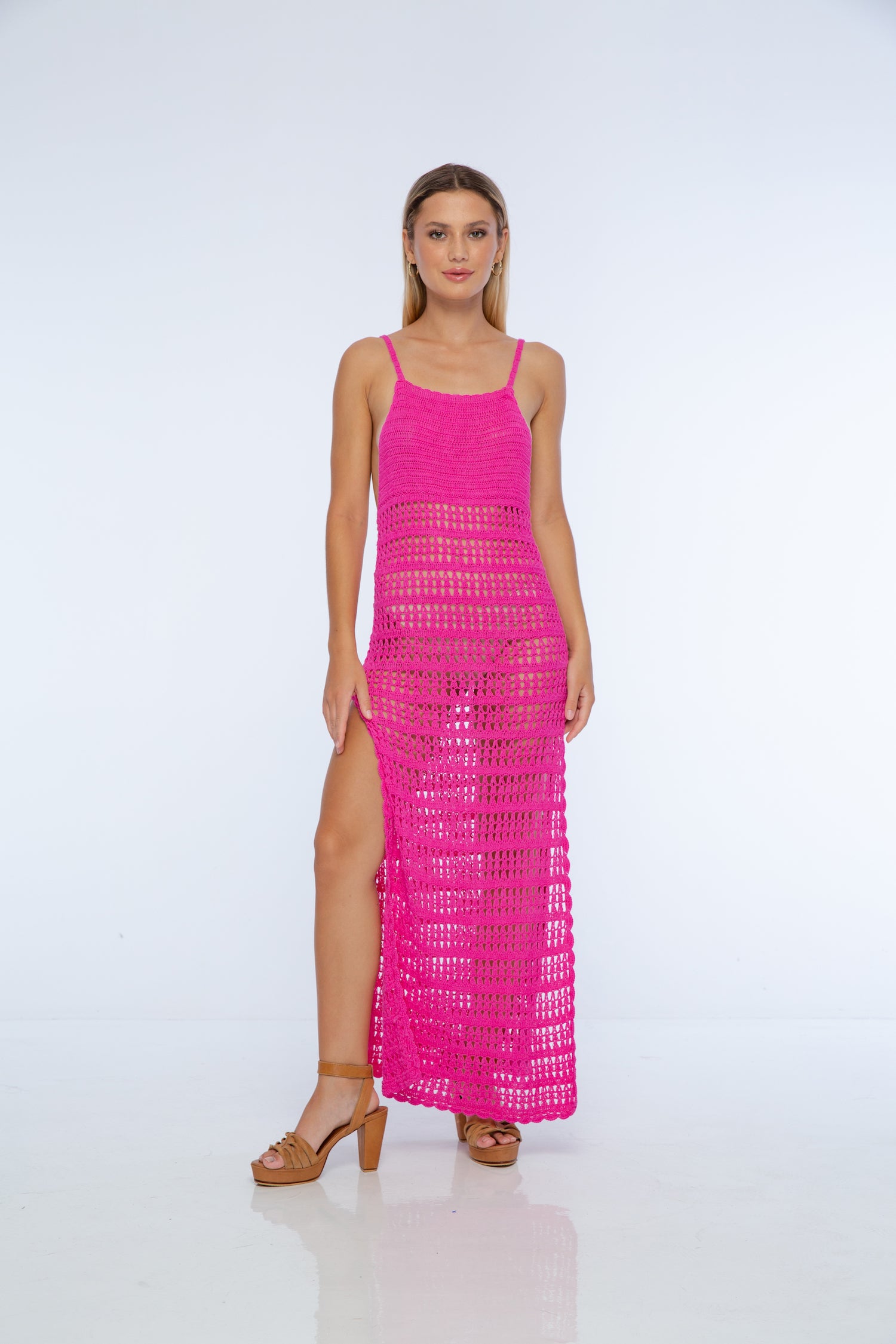 Lavina Crochet Slip Midi Dress