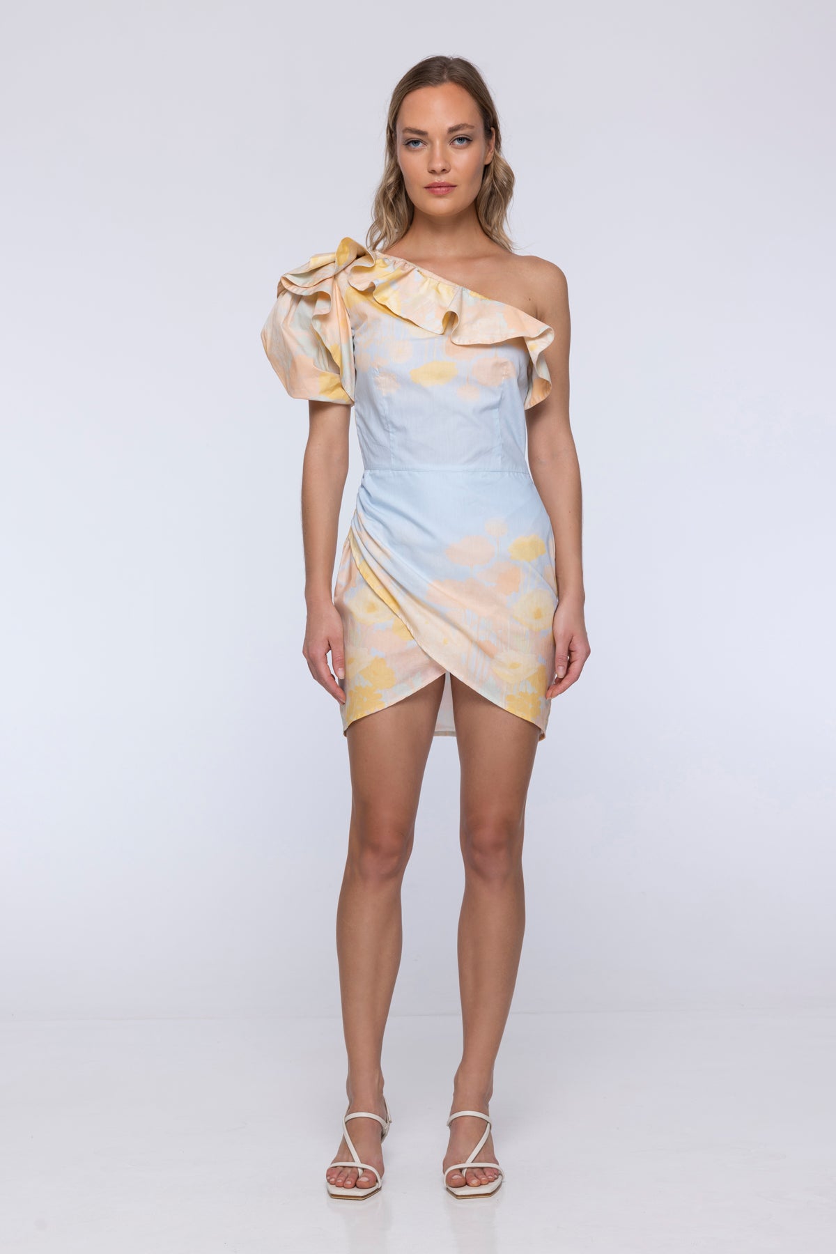 Sky Petal One shoulder Dress